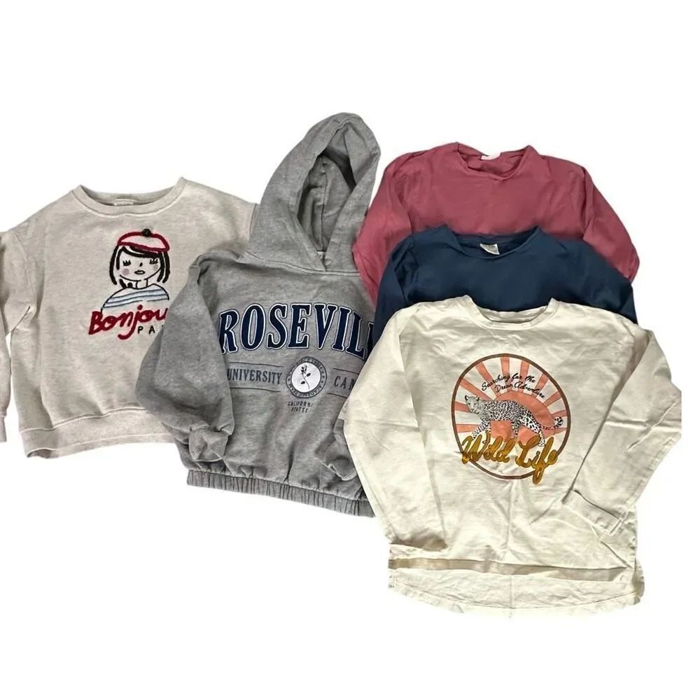 Zara Girls Hoodie and Long Sleeve Tops size 8 Bundle 5 items